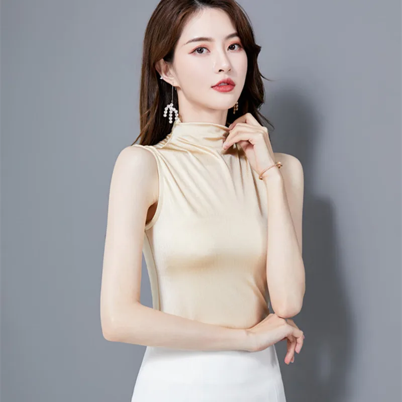 Футболка женская из модала однотонная приталенная рубашка без рукавов в