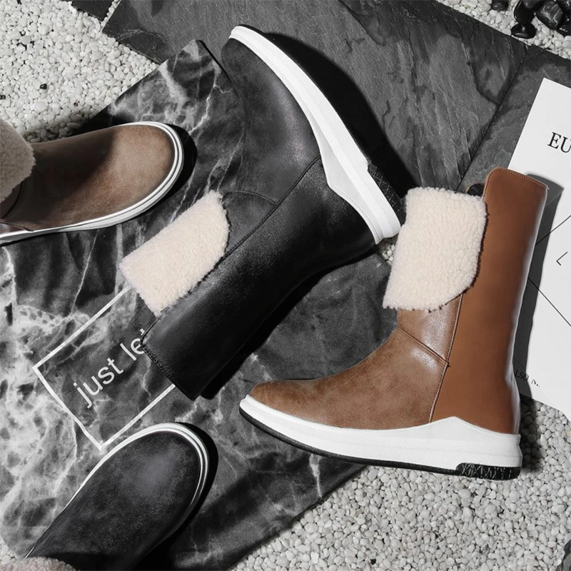 Новые зимние ботинки модные Теплые ботильоны на толстой подошве бархатные