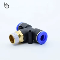 pb air connector fitting t shape tee 4mm 6mm 8mm 10mm 12mm hose pipe 18 14 m5 38 12 bspt male thread pneumatic coupler