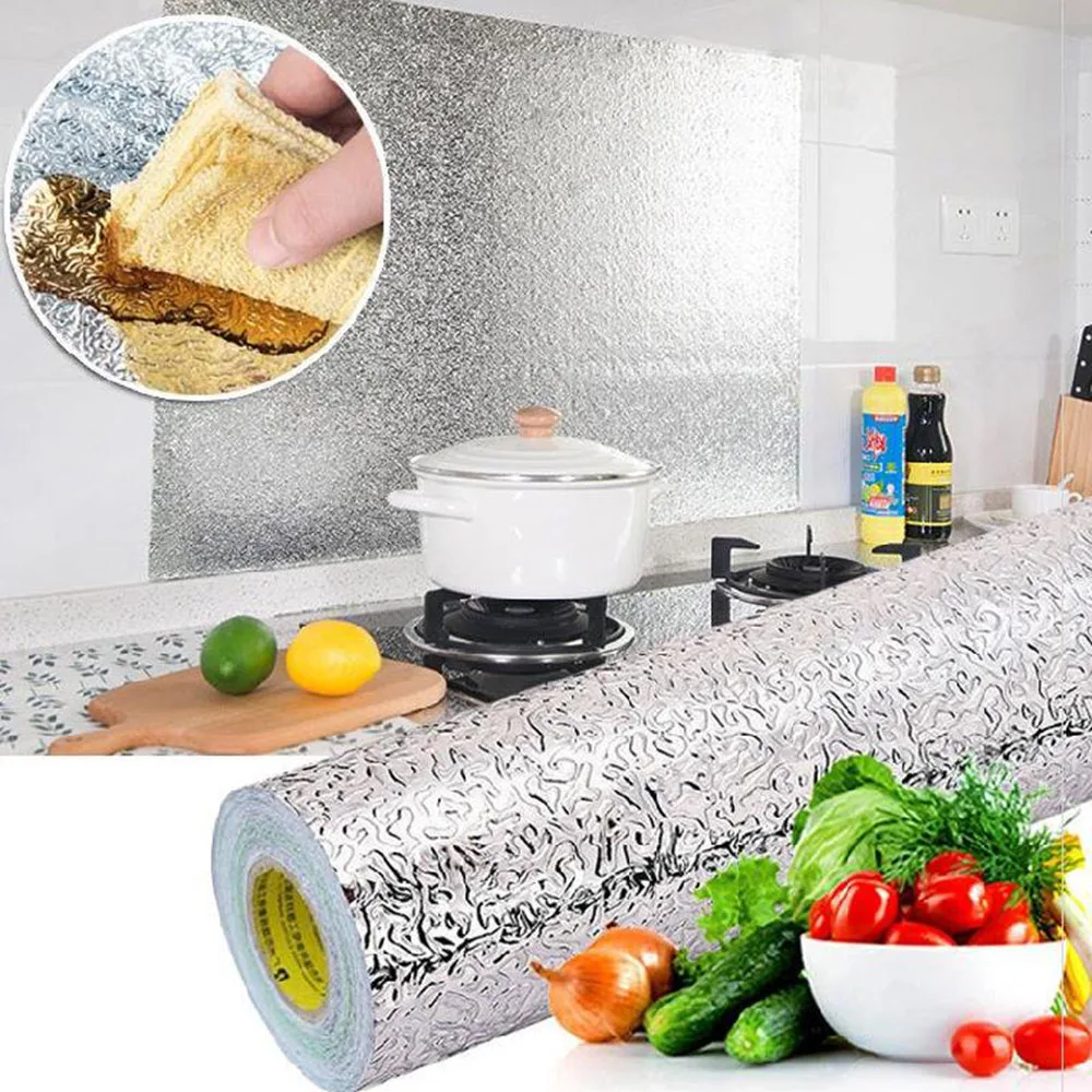 

Kitchen Self-Adhesive Film Oil Proof Sticker Aluminum Kitchen WallSticker Wallpaper Kitchen Film Utensils For Kitchen Decoration