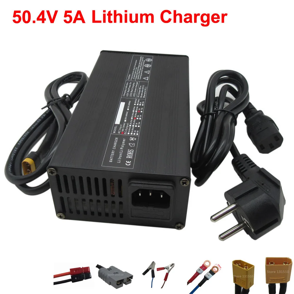 

50.4V 5A Charger 44.4V 5A Li ion Battery Charger XT60 Port for 43.2V 12S Lithium Li-ion Electric Bike Bicycle Battery Pack