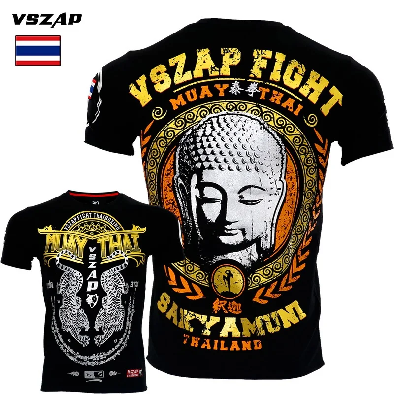 

VSZAP Shakyamuni fighting muay Thai boxing MMA fighting Boxing shirts for short sleeve T-shirt male fitness muscle free comba
