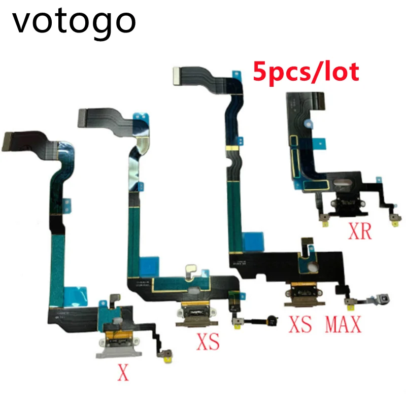 

Votogo 5 шт. USB зарядная док-станция гибкий кабель для iPhone X XR XS XSM зарядное устройство Порт микрофон соединитель микрофона запасные части