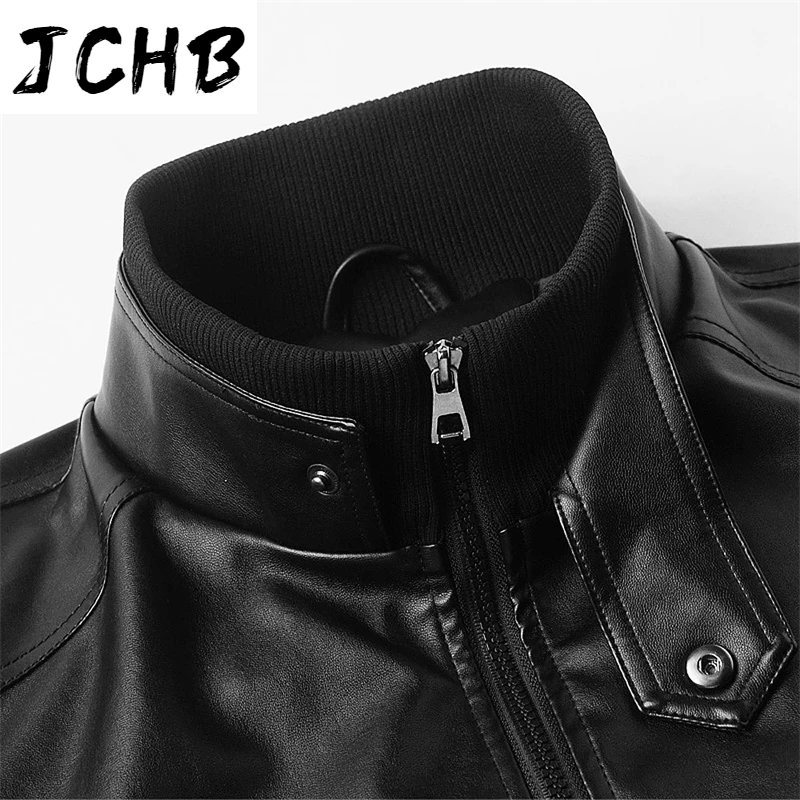 

New 2021 Fashion Male Leather Jacket Plus Size XXXL 4XL 5XL Black Brown Mens Mandarin Collar PU Coats Leather Biker Jackets F091