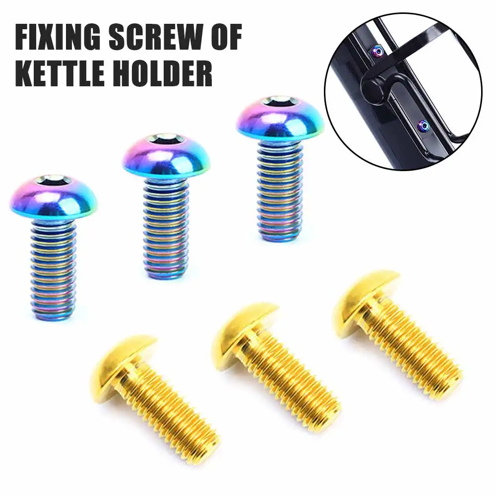 

RISK 2pcs Bicycle Bottle Holder Bolt M5 x 12mm Titanium Bike Water Bottle Cage Air Pump Fixed Screw for MTB Mountain Road Bike
