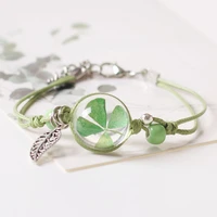 lucky clover crystal bracelet luxury design hand woven bohemian bracelets for women