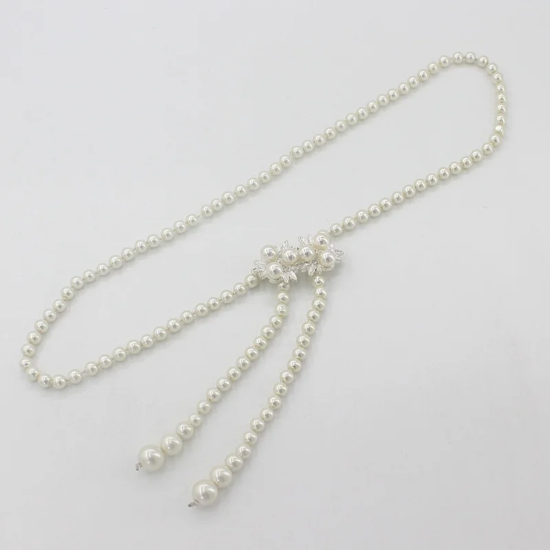 

Elegant Women Pearls Elastic Wedding Belts Handmade Bridal Belts Pearl Beaded Bridal Wedding Accessories