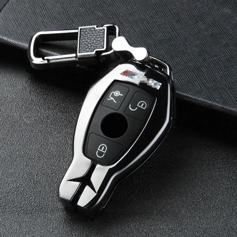BLACK BUCKLE B Автомобильный чехол для ключей, брелок для Mercedes Benz W203 W210 W211 W124 W202 W204 W212 W176 AMG GLC 260 C200 CLA GLA 200, автомобильные аксессуары - Название цвета: BLACK BUCKLE B