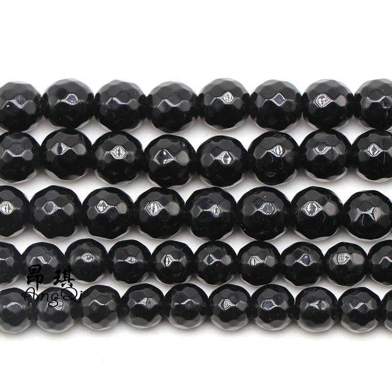Ограненный Природный камень черный Агат Оникс Круглые бусины 4681012 мм Палочки
