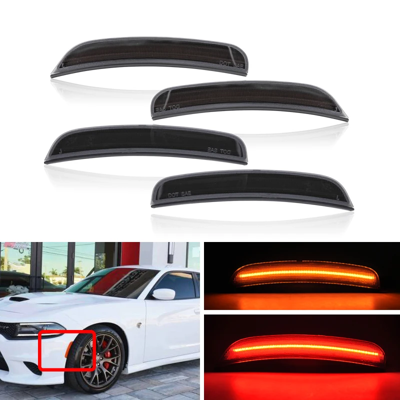 Копченый передний Янтарный задний красный светодиод Fender боковые габаритные огни