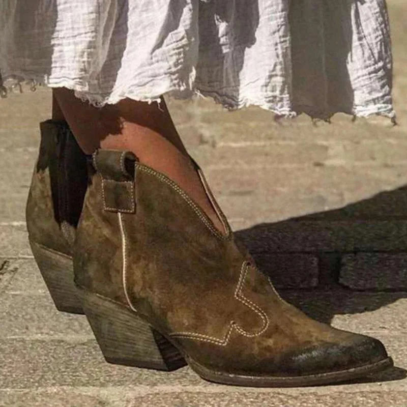 HEFLASHOR/женские ботинки Челси зимние женские ботильоны с острым носком Винтажные