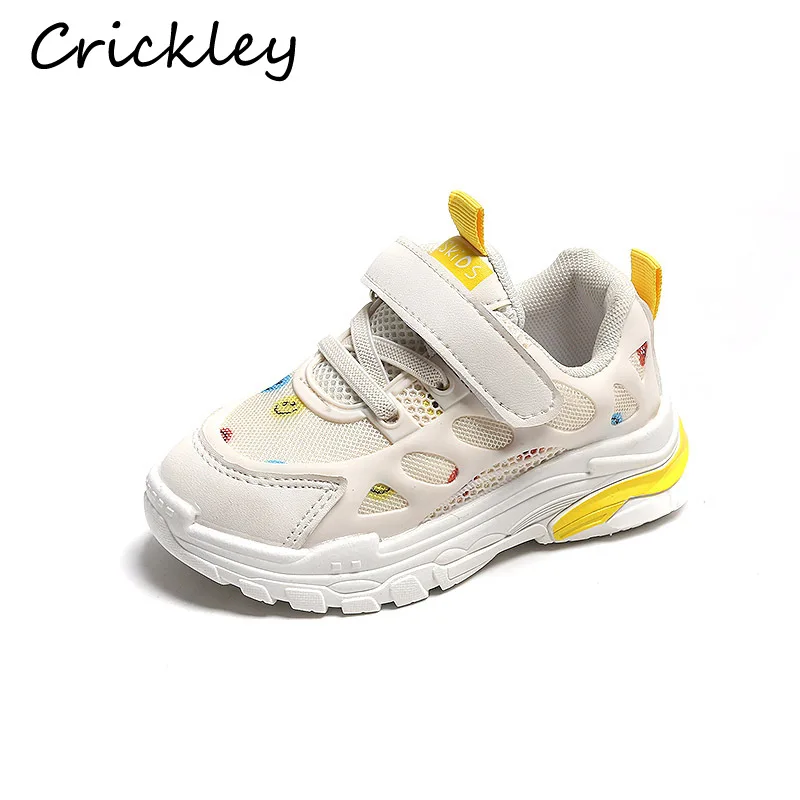 

Smile Face Pattern Child's Shoes For Running Mesh Shoes Boys Girls Sport Shoes Soft Hook Loop Breathable Sneakers Kids Toddler