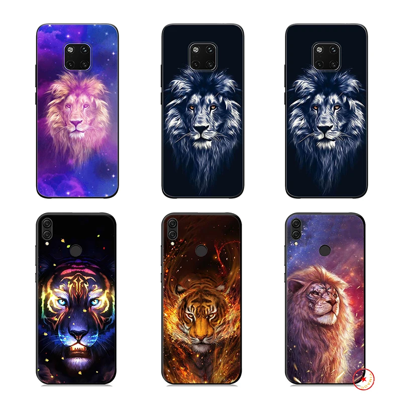 Tiger Lion Art Soft Silicone Case for Huawei Honor 10 9X 9 8 8X Lite 7X 7C 7A 6A Note |