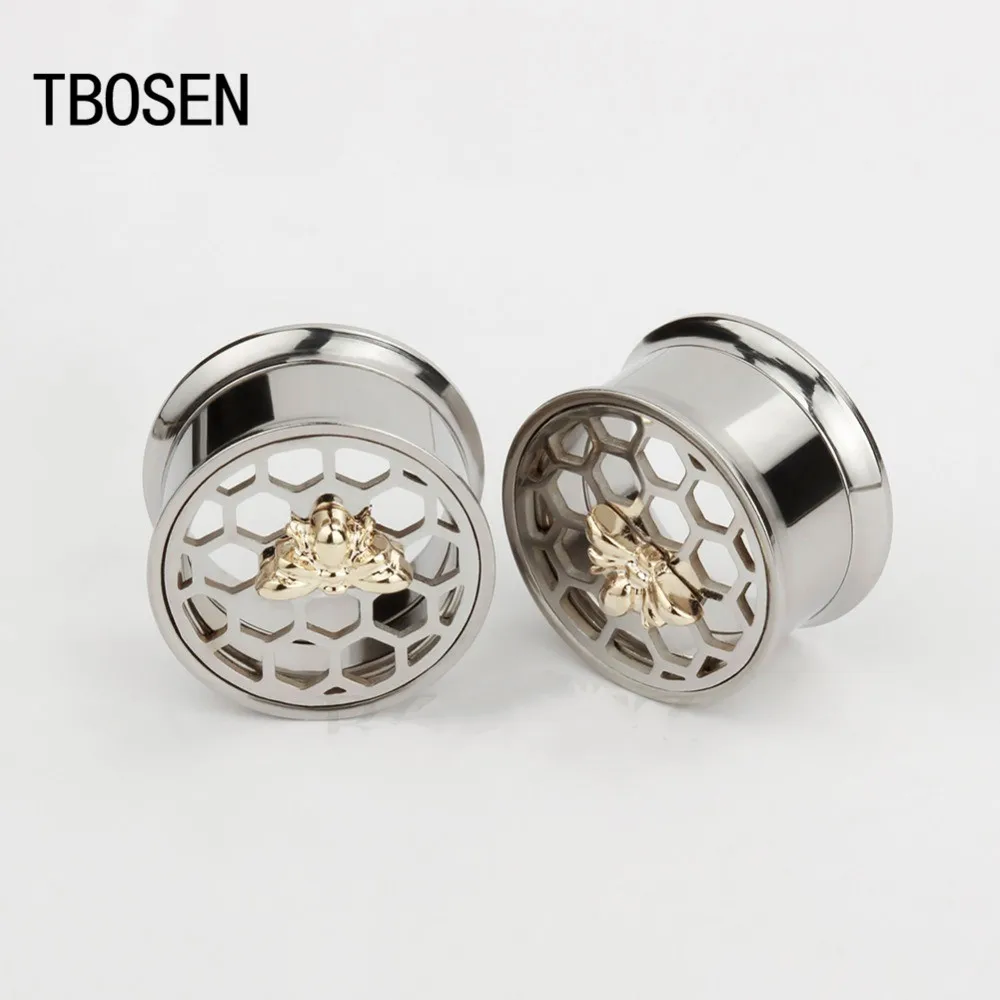New arrival Honeycomb 316L stainless steel Ear Gauges Piercing Plugs Tunnels Silver Earrings Flesh Body Jewelry Gift For Men | Украшения и
