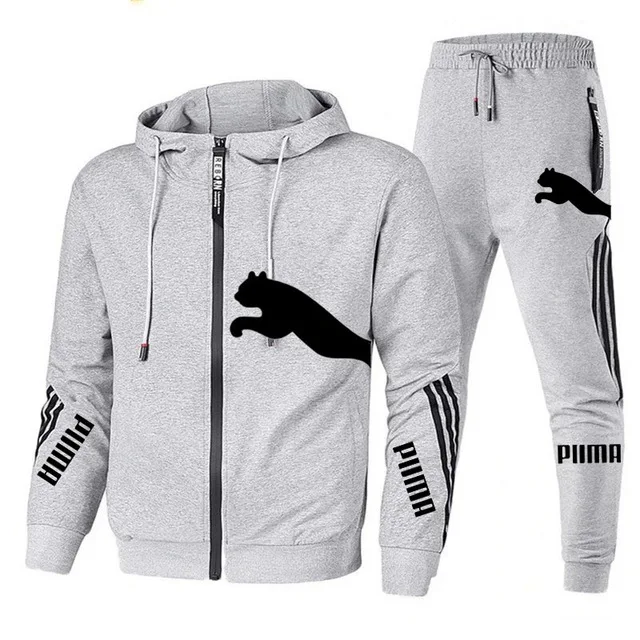

Brand puma Men Winter Jacket Casual Zipper Jackets Sportswear + Pants Sweatshirt Sports Suit Men Sets Clothing