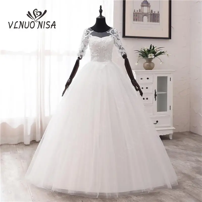 Простое нежное Милое Свадебное Платье платье невесты с аппликацией и круглым