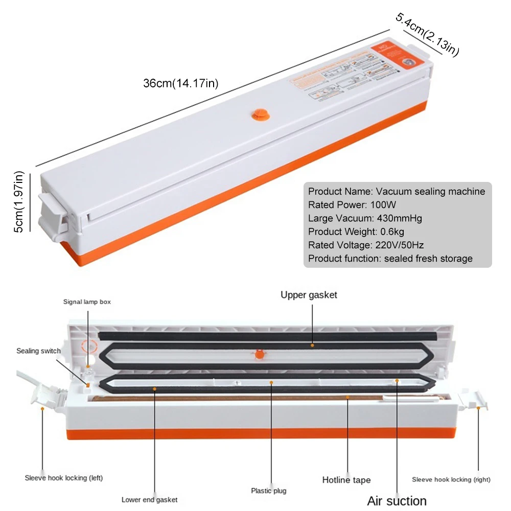 

Electric Vacuum Sealer Packaging Machine For Home Kitchen 220V Food Saver Packer Food Preservation Household Supplies Tools