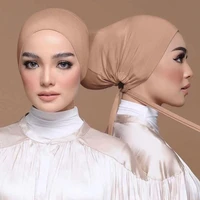 2021 fashion modal muslim inner hijab cap stretch women underscarf bonnet solid color islamic turban headband hat adjustable