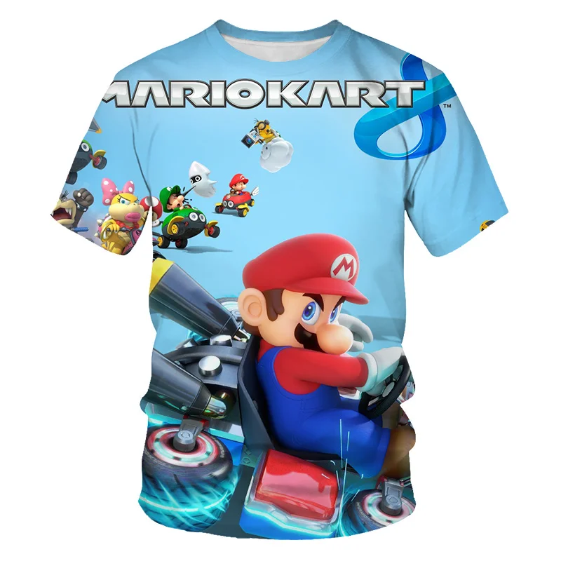 

2021 summer new style 3D printing fashion casual men's polyester anime cute Mario T-shirt large size wholesale