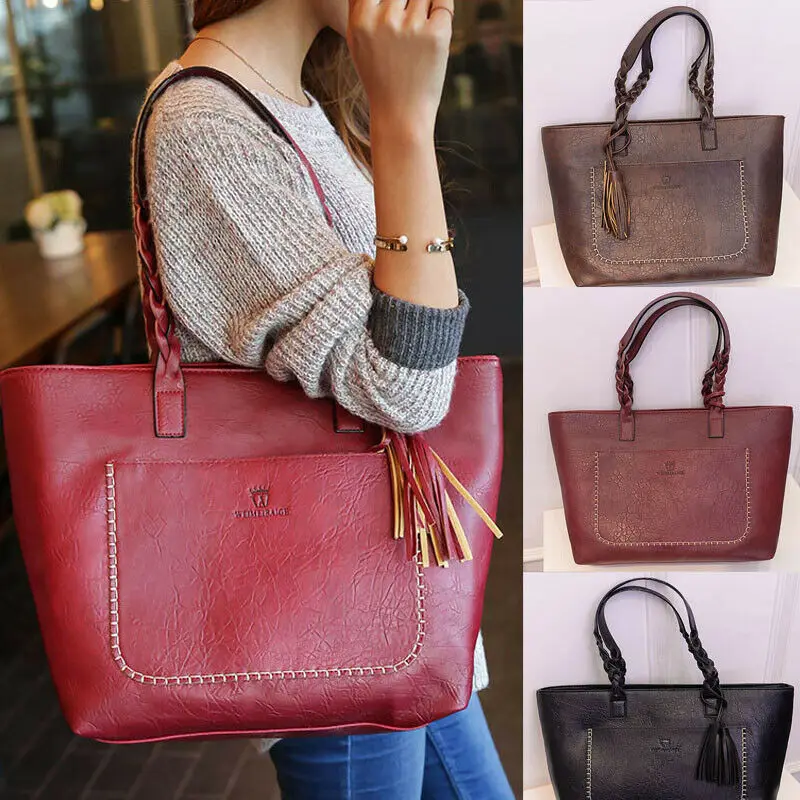 

Fashion Women PU Leather Tassel Bag Leisure Travel Handbags Ladies Shoulder Pack Bag For Women's Large Capacity Portable Bags