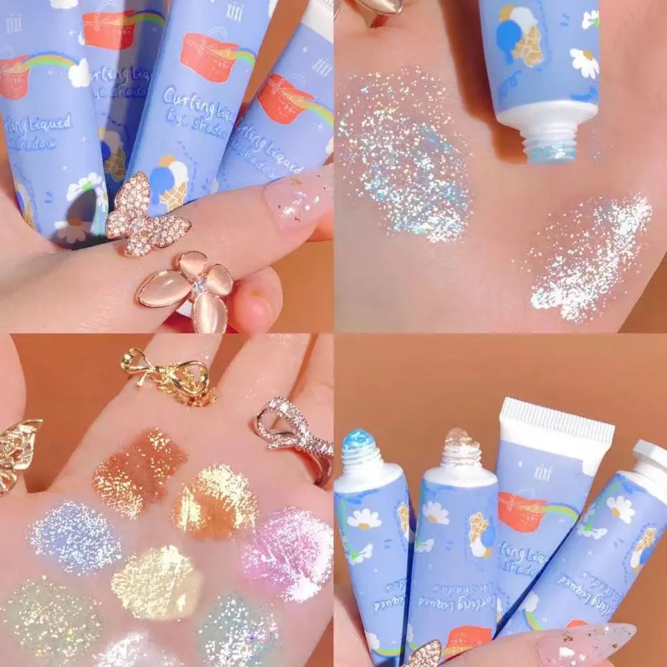 Жидкие Металлические тени для век с бриллиантами водостойкие стойкие мерцающие