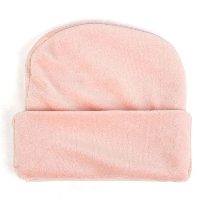 Leather Pink Geebro новые зимние толстые теплые бархатные шапочки шапки для новорожденных маленьких мальчиков и девочек мягкий хлопок для малышей Мягкие Твердые крышки - Цвет: Leather Pink