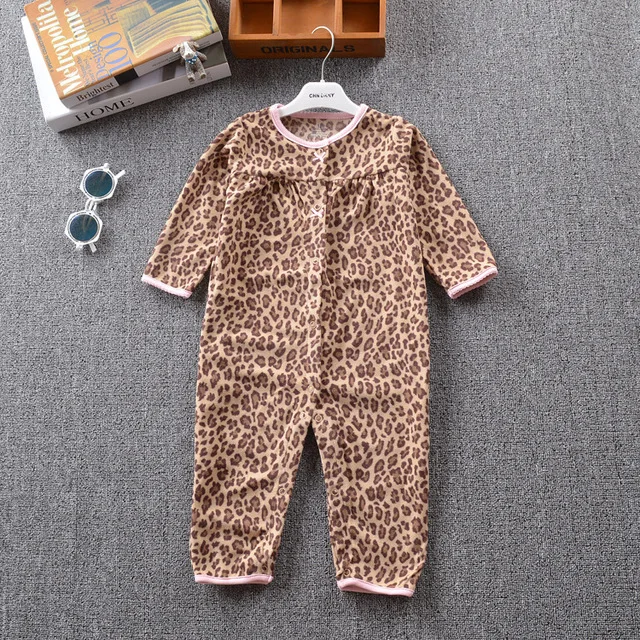 leopard prin Детские комбинезоны, Осенние флисовые пальто для младенцев, одежда с капюшоном и ушками, милые камуфляжные комбинезоны для маленьких мальчиков, одежда - Цвет: leopard prin