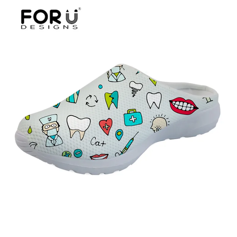 FORUDESIGNS Cartoon Nurse Pattern Sandals Women Slipper Female Summer Shoes for Ladies Sandalias Mujer Women's Flats Mesh - Цвет: YQ2364CA