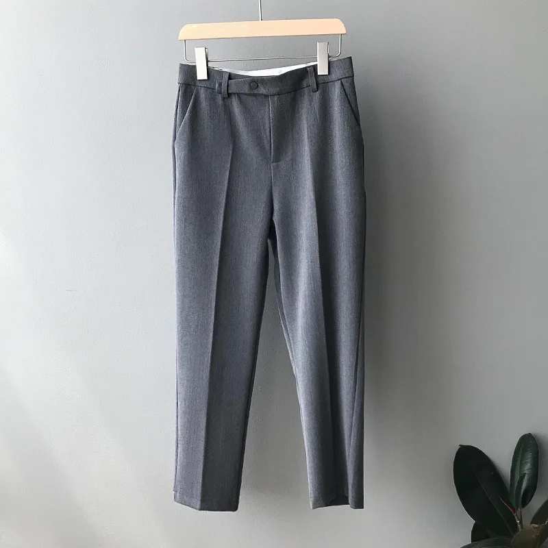 

COZOK 2021 Spring New Korean Suit Pants Women's Loose Harem Pants High Waist Nine Point Straight Casual Pants 9527