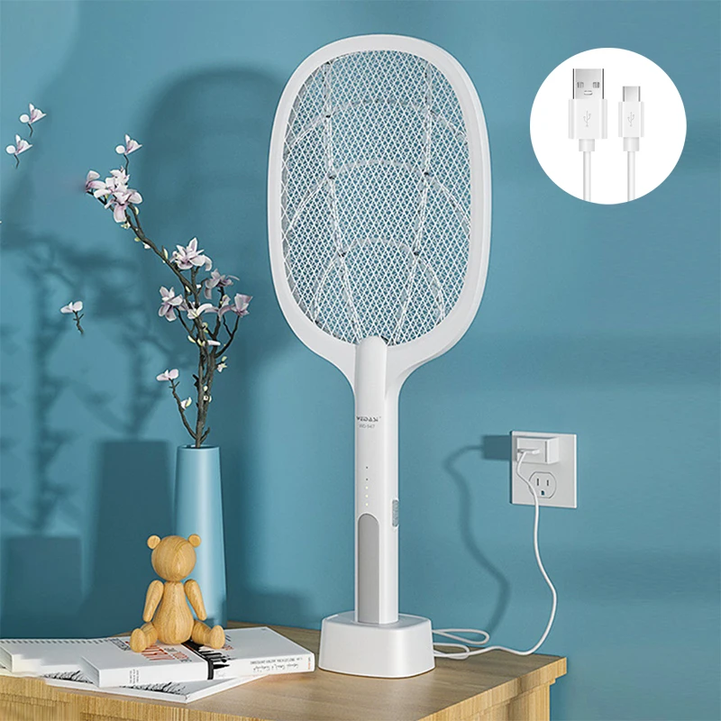 

Electric Mosquito Killer Racket UV Lamp 3000v Fly Insect Mosquitoes Killer Swatter USB Rechargeable Bug Zapper Racket Flies Trap