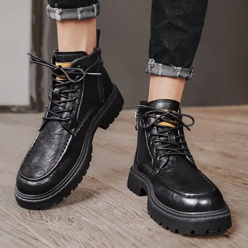 

Martin Boot Bottes De Martin PU Leather Casual Outdoors Fashion Solid Comfortable Chaussures Pour Hommes Ankle Men Shoes 8KH601