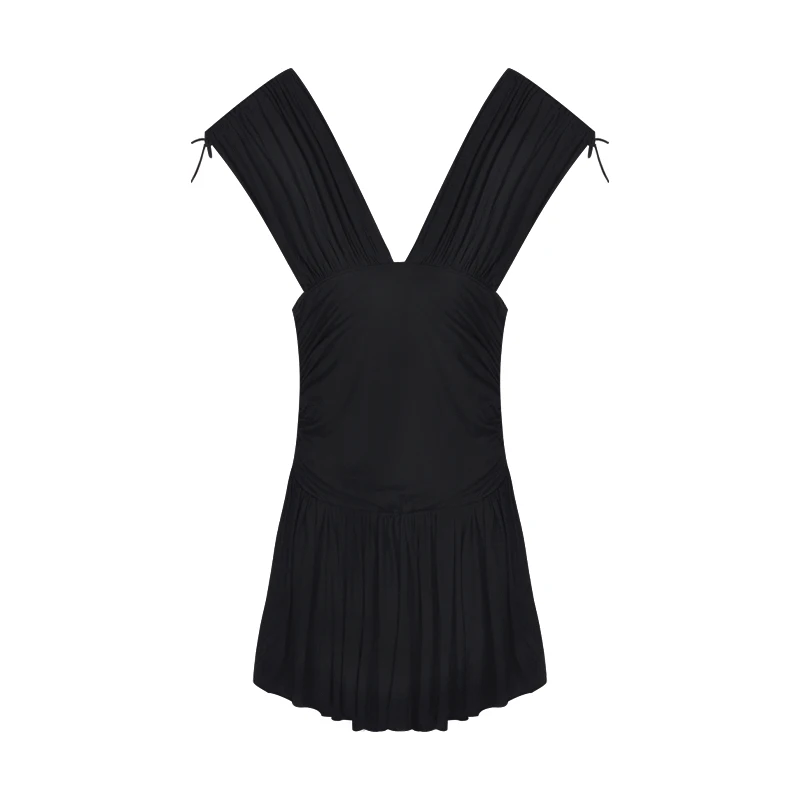

Vintage Gentle Wind Sling Dress Women's Summer 2021 New Short Dress Black Design Temperament Dress
