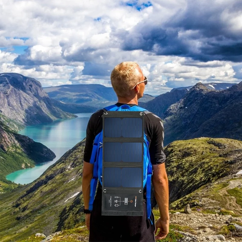 

21W Portable Solar Charger Solar Panel Solar Folding Bag Mobile Phone Emergency Dual Usb Outdoor Camping Hiking Camping Solar