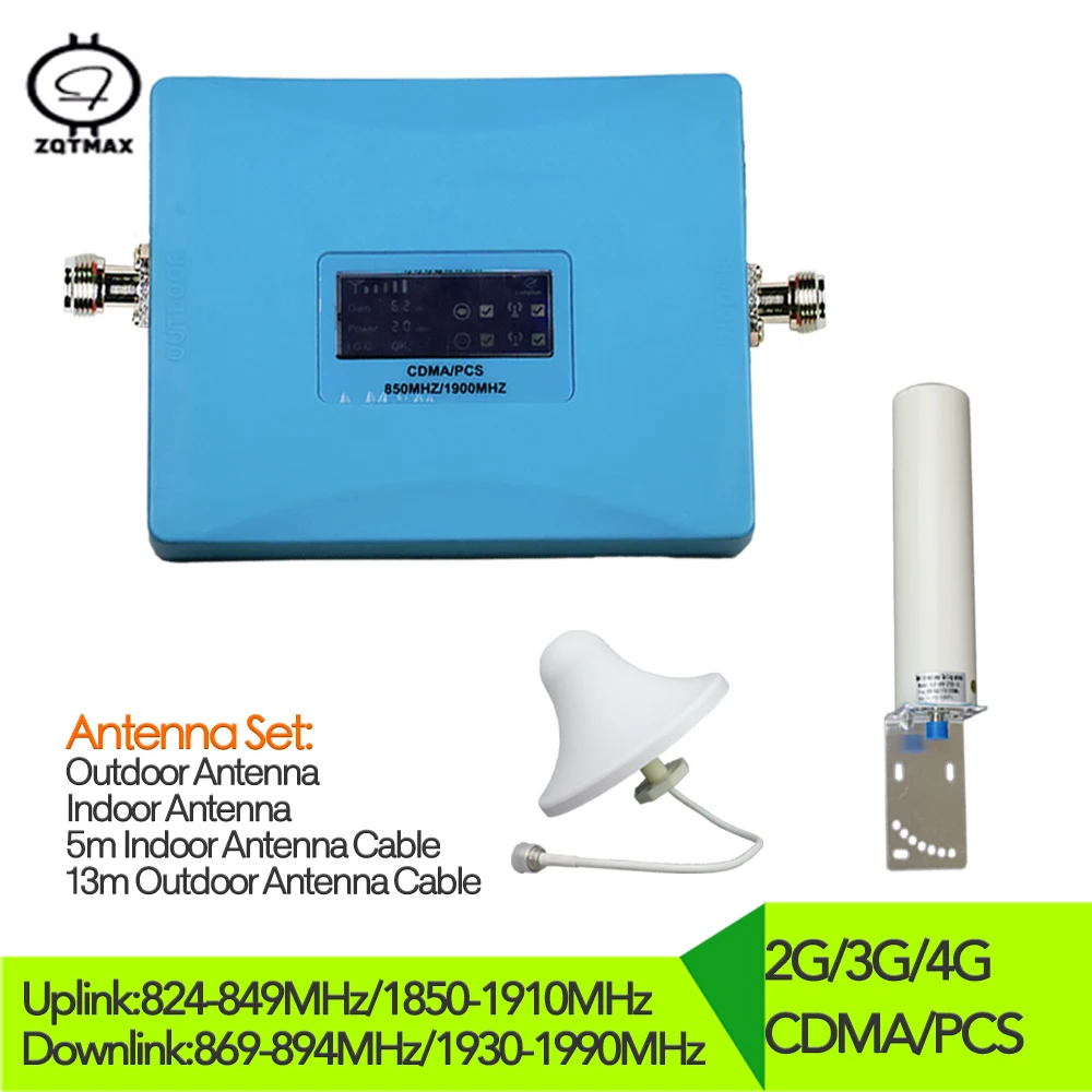 Усилитель сигнала сотового телефона ZQTMAX gsm 850 1900 2g 3g 4g ретранслятор umts lte внутренний усилитель CDMA PCS ретранслятор мобильного сигнала
