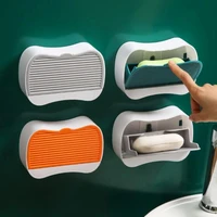 creative wall mounted soap sink soap box with lid soap dish draining rack punch free detachable soap holder bathroom accessories