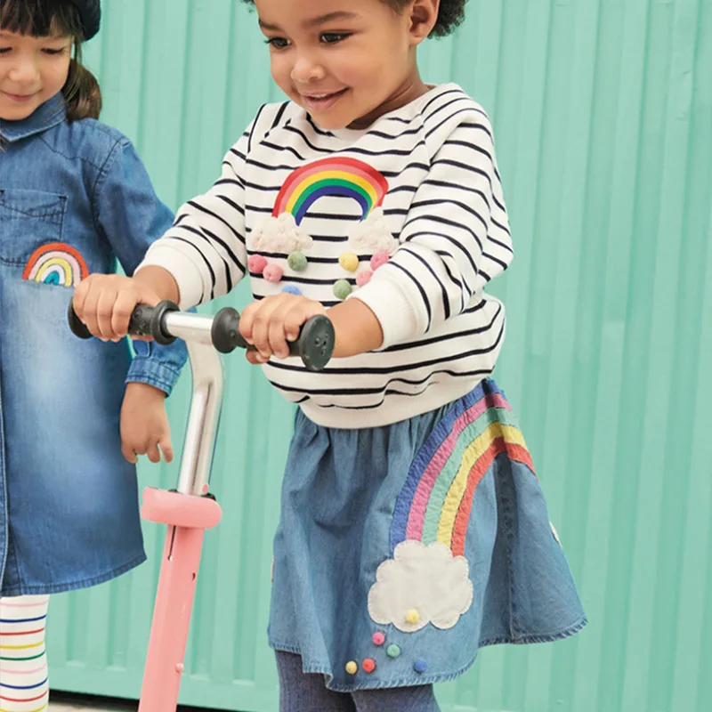 Little maven 2-7Years Autumn Rainbow embroidery Toddler Kids Baby Girl Sweatshirt Children's Clothing For Girl's Sweater Fleeces