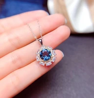 hoyon new natural sky blue topaz jewelry set ring pendant necklace two tone plating real 100 s925 silver color jewelry