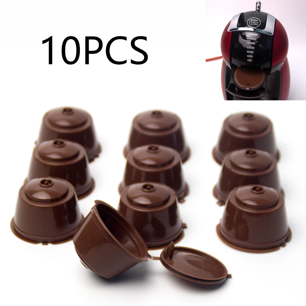 

2021New10PCS Refillable Coffee Capsules for Coffee Pods Reusable Coffee Filter Plastic with Spoon Brush High Quality