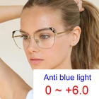 Очки для чтения с защитой от сисветильник, увеличительные линзы, женские металлические очки с белой оправой и прозрачными линзами с диоптриями 2021, модные очки от 0 до + 6