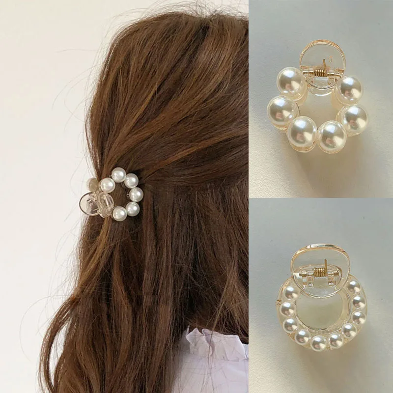 

Sweet Mini Round Pearl Hair Clips for Women Girls Hair Claw Chic Barrettes Claw Crab Hairpins Fashion Hair Styling Tool