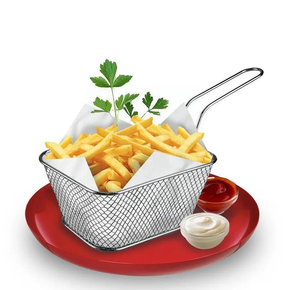 

New Steel Metal Basket Serving Food Presentation Cooking Mini French Basket Fries Kitchen Housewa Fry Storage Tools R2t8