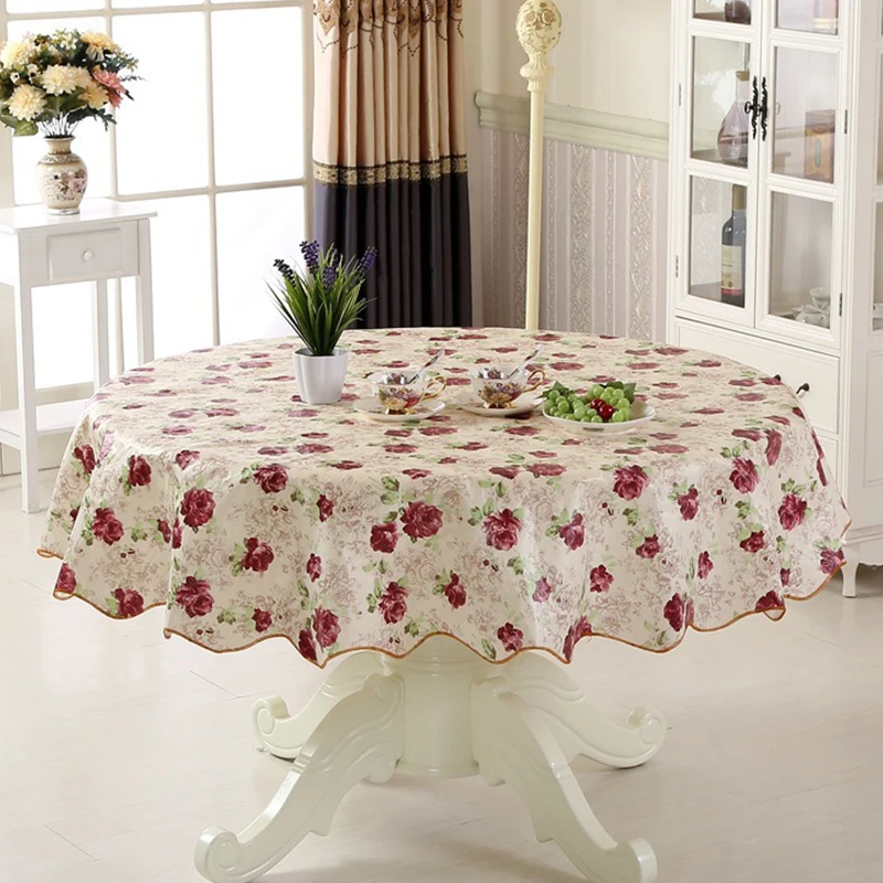 

PVC Oilcloth on Table Round Desk Cover Ramadan Tablecloth Waterproof Stain Tablecloths for Kitchen Mantel Impermeable