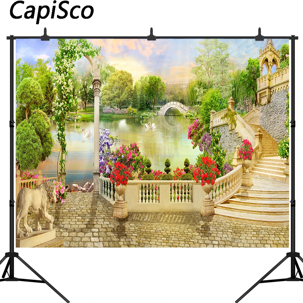 Фон для фотосъемки с изображением лебедя и цветов | Электроника