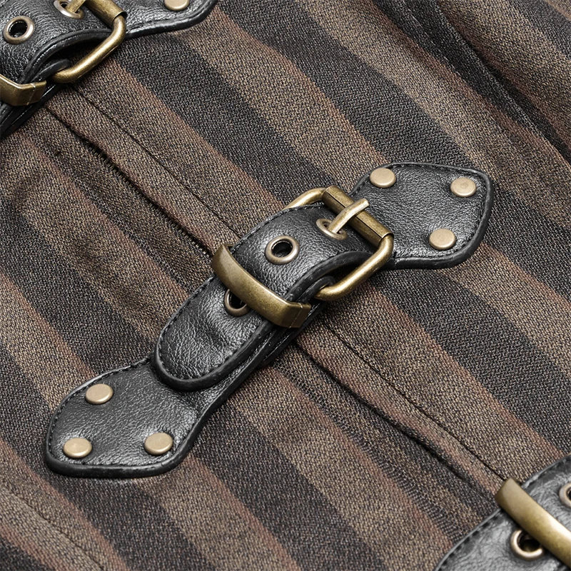 Женское Асимметричное пальто в стиле панк-рейв стимпанк кофейное полоску с