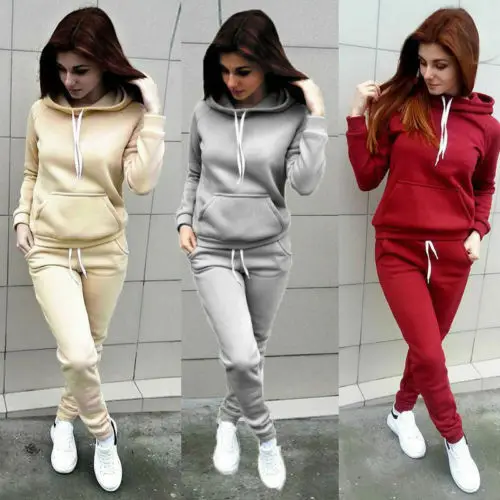 

Women Long Sleeve Hoodies Pant Female Clothing Set Casual 2 Piece Set Warm Clothes Solid Tracksuit Women Set Top Pants Lady Suit