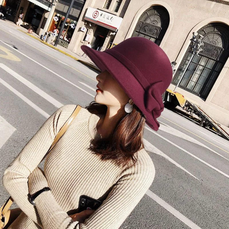 Шляпа-котелок Женская из искусственной шерсти на осень/зиму | Аксессуары для
