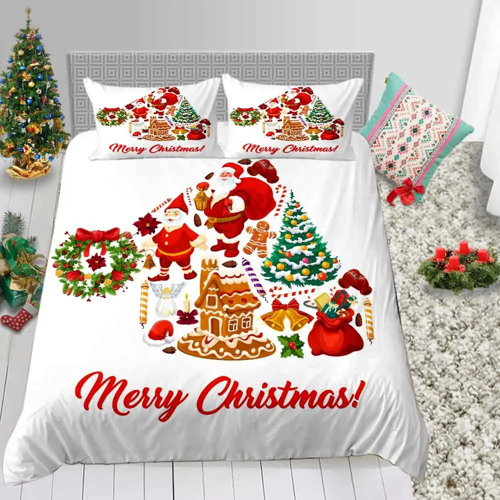 Merry Christmas Санта Клаус горячая Распродажа постельных принадлежностей пододеяльник Твин Полный размер Королева праздник подарки простыня - Цвет: 5