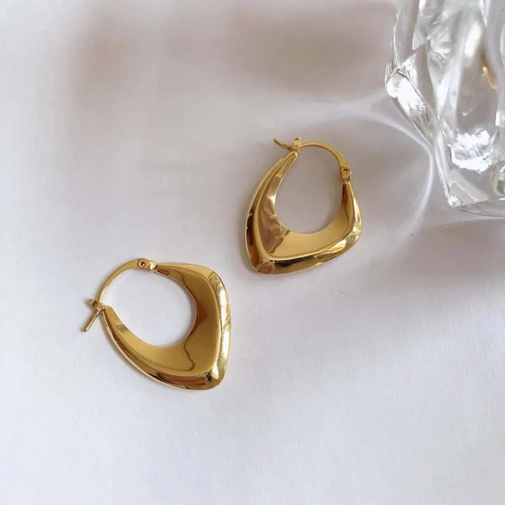 

Simple Hoop Earrings Stylish Retro Earrings Irregular Geometric Metal Earrings Female Women Girl Personality Ear Accessories