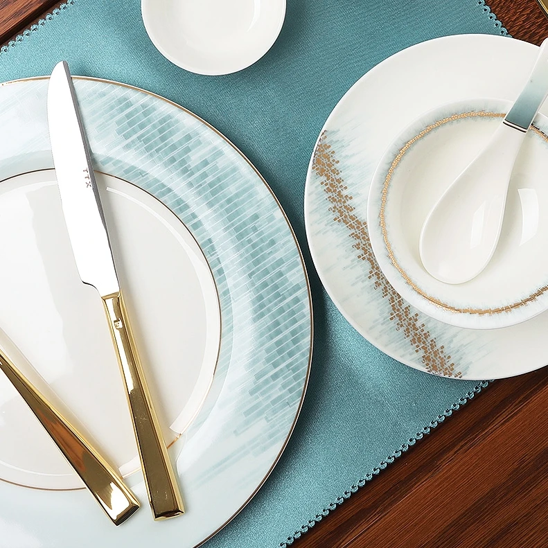 

Элегантный скандинавский пластина комплекты бытовой светильник класса люкс Керамика с суповую тарелку, производство Китай, комплекты десе...