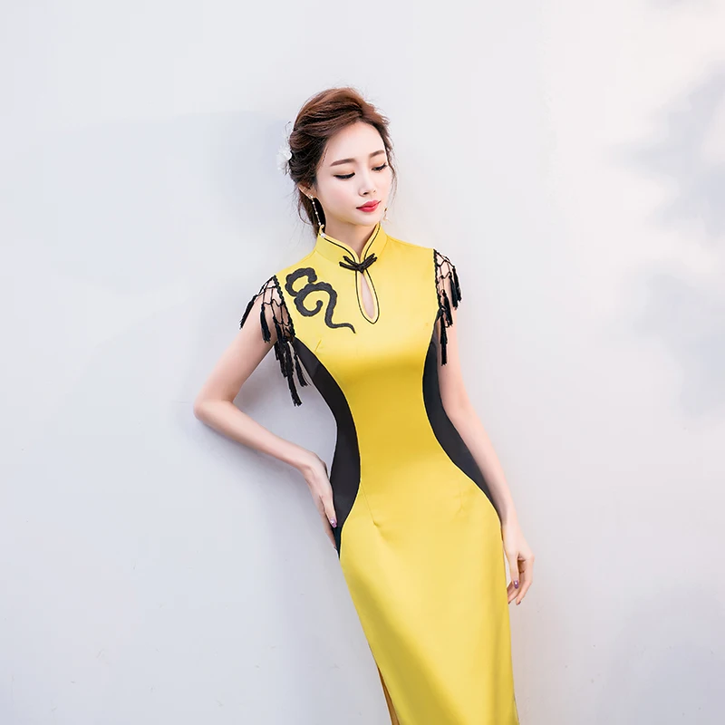 Женское вечернее платье в пол Элегантное Длинное китайском стиле Ципао ретро для